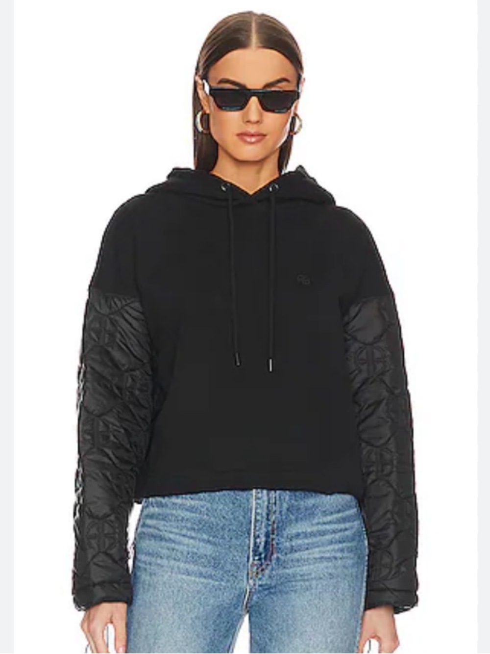 Anine Bing Ardon Monogram Hoodie in Black Small